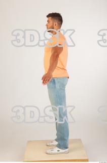 Whole body orange tshirt light blue jeans of Harold 0011